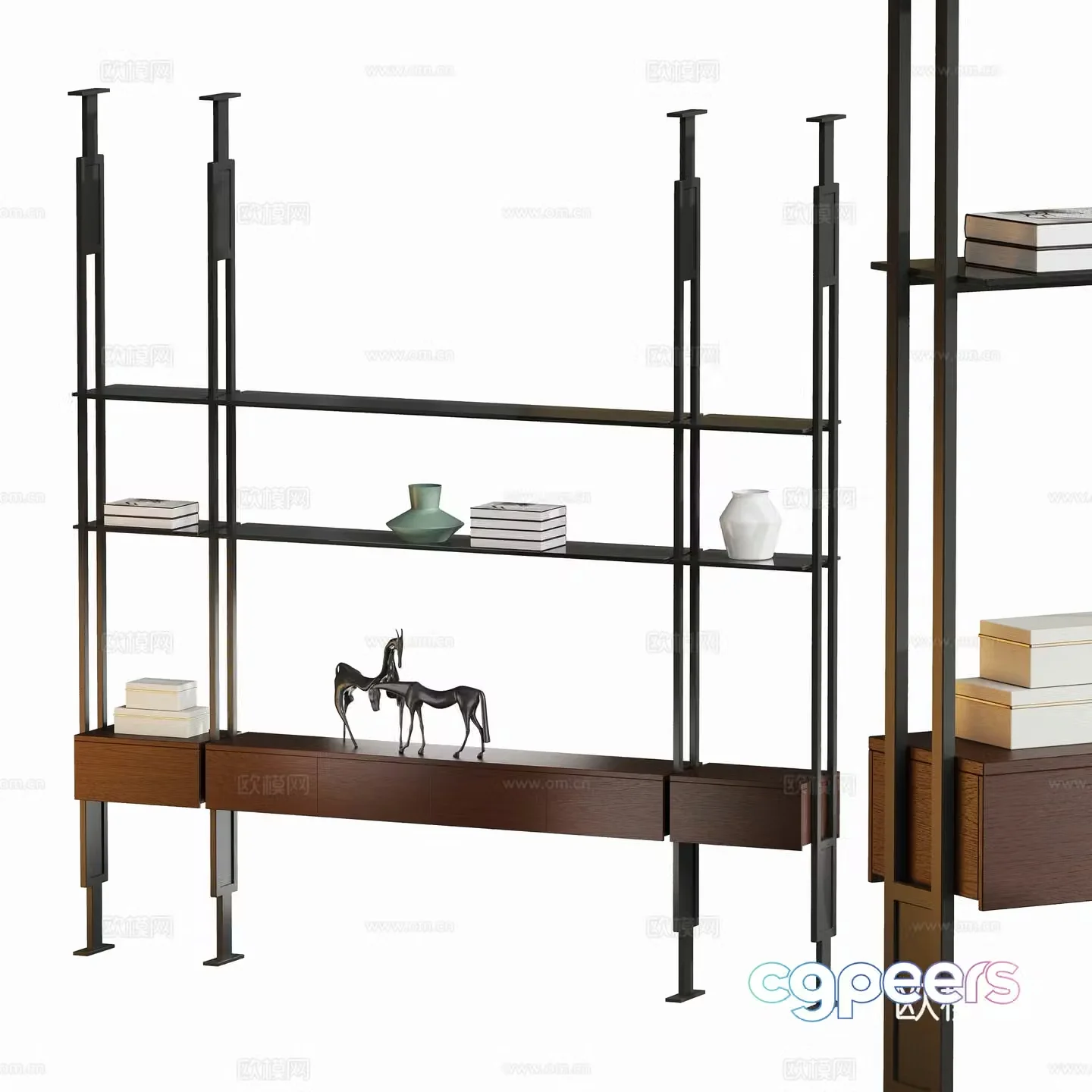 Modern metal bookshelf bookcase 3d model