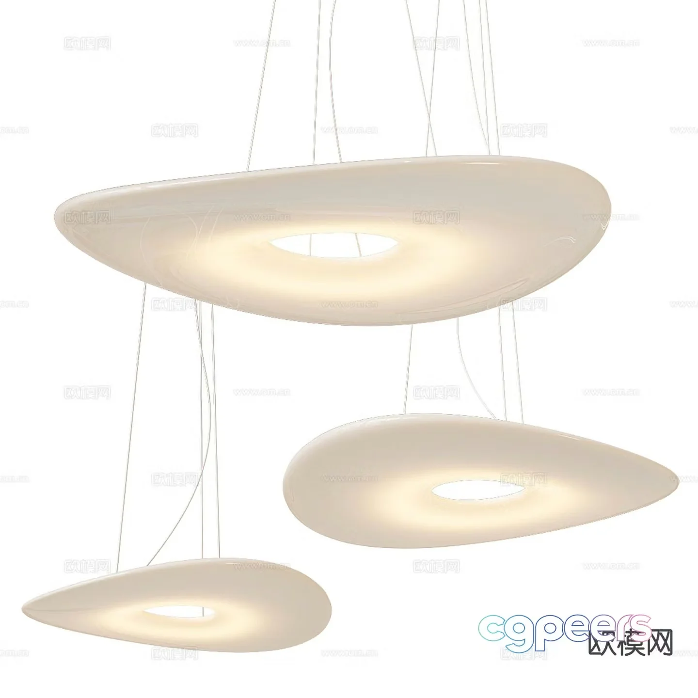 Modern flying saucer chandelier 3d model