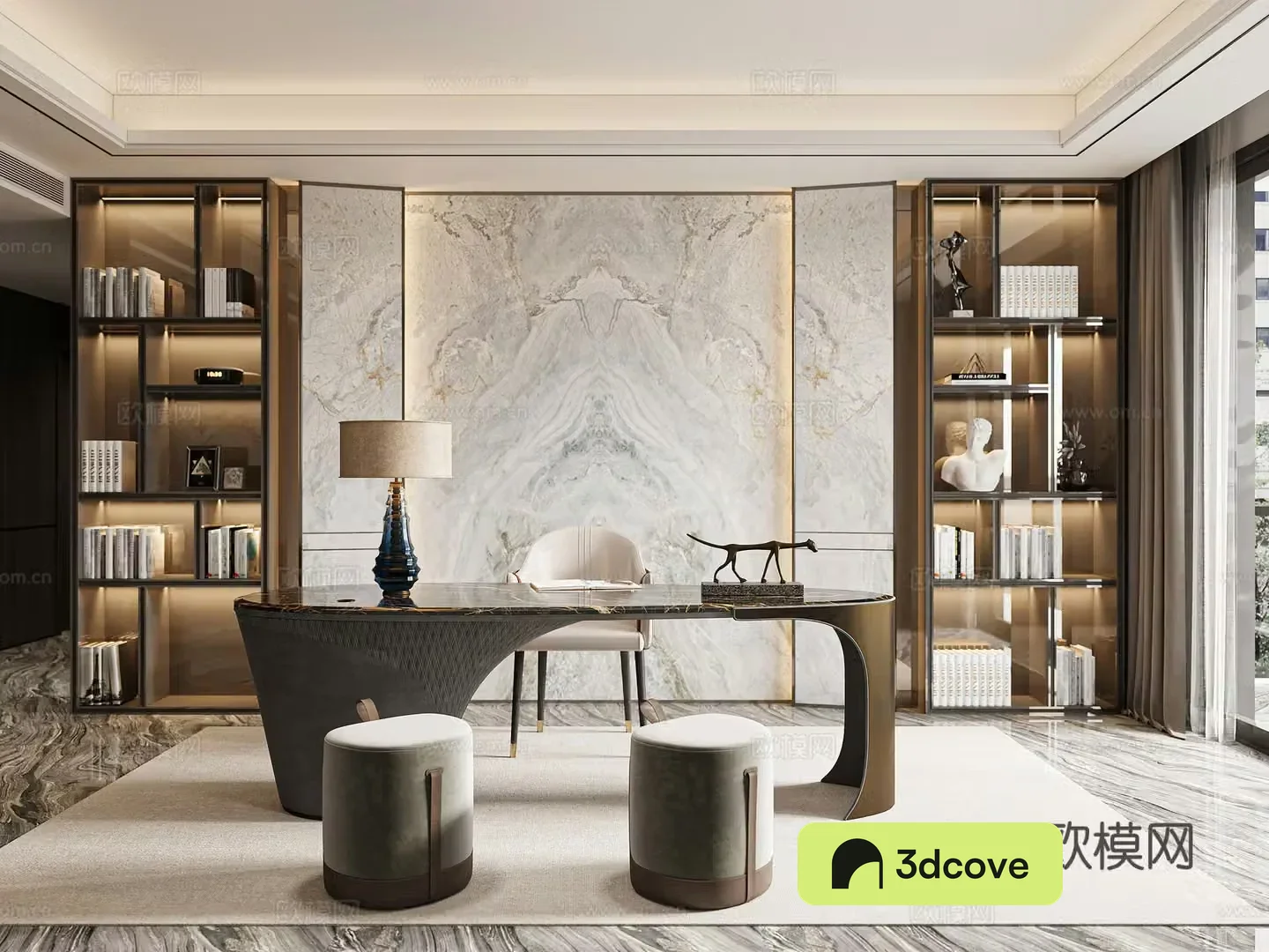 Modern light luxury study room