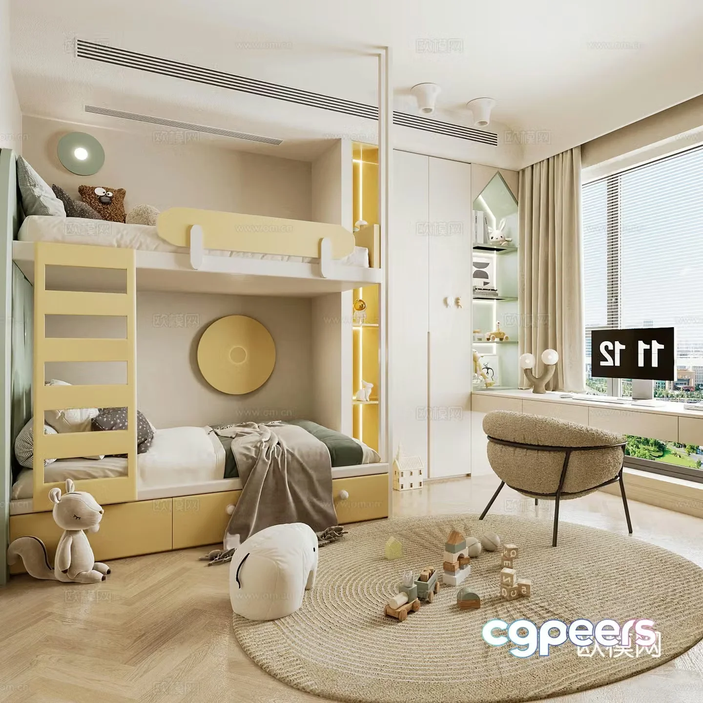 Modern children’s room boy’s room 3d model