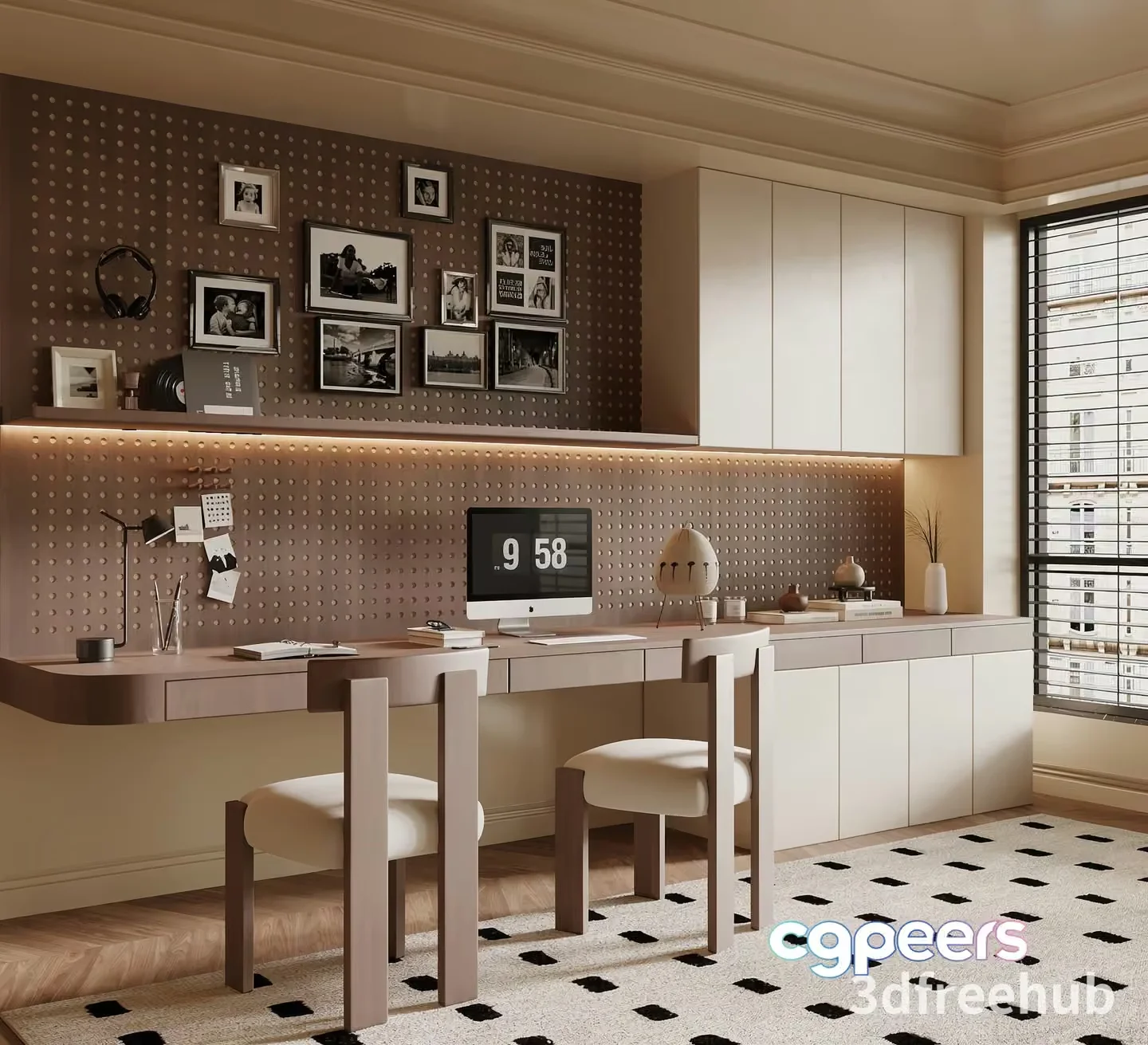 Modern Home Office 3D Model – 23299 – VRAY Render