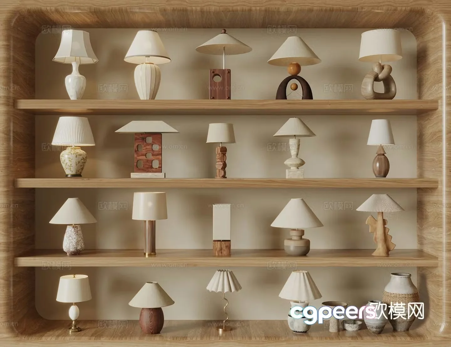 Medieval style table lamp reading lamp solid wood table lamp bedside lamp 3d model