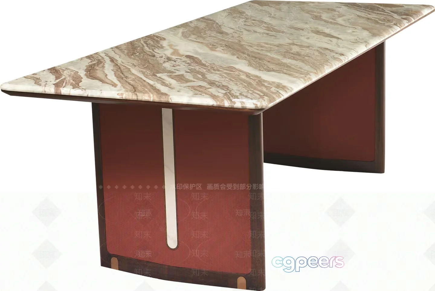 A Marble-Topped Table With A Brown Base 3D Model – 6871 – VRAY Render