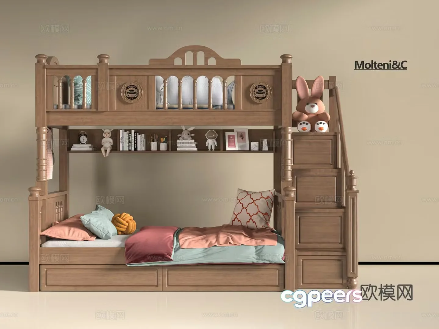 Modern solid wood 3D model