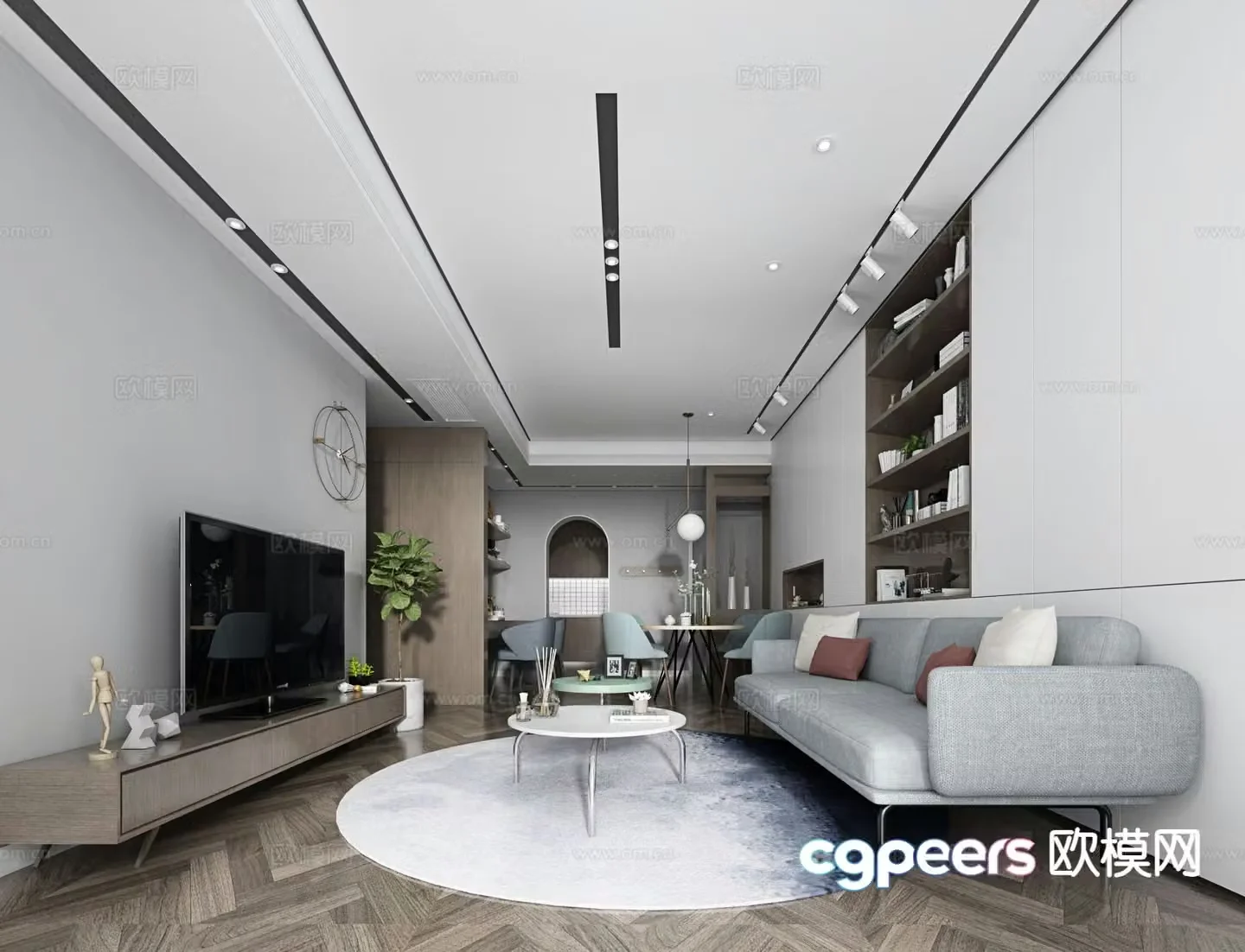 Modern minimalist living room 3d model