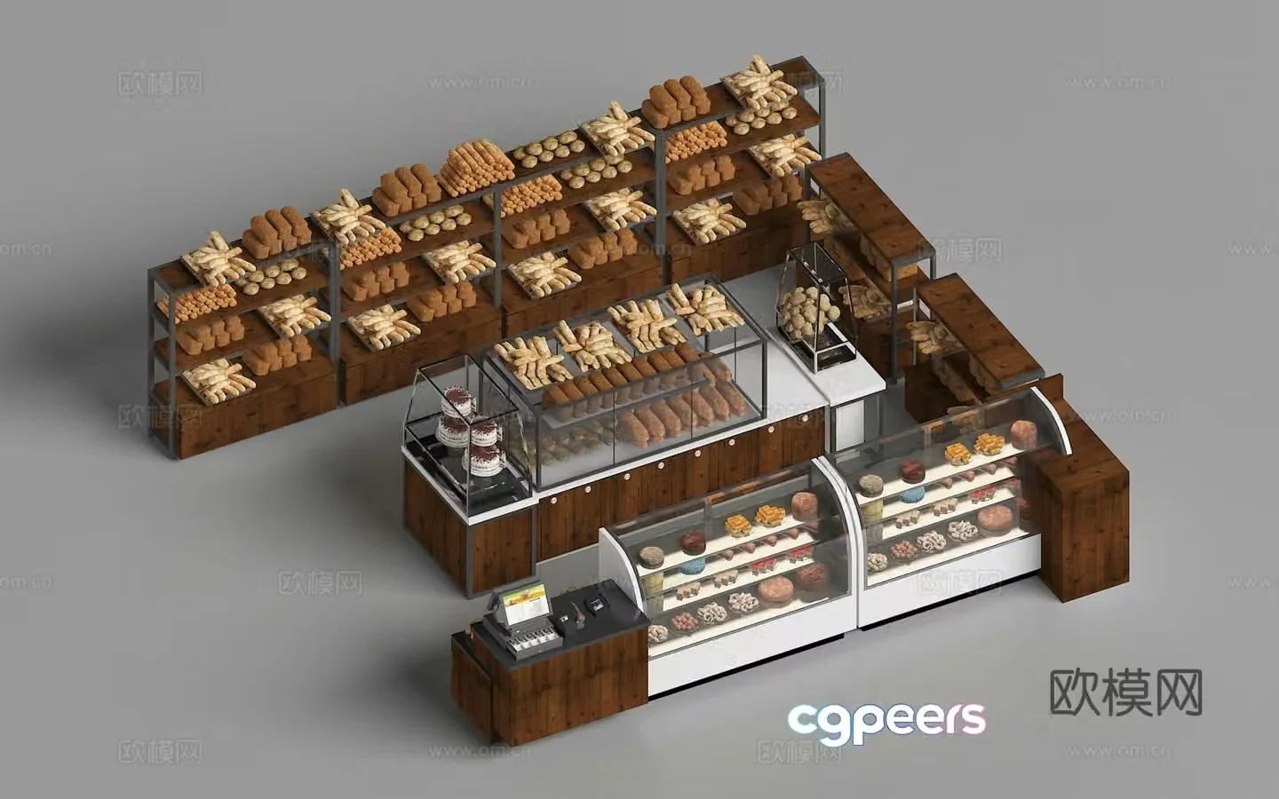 Cake refrigerator bakery equipment cake bread display cabinet 3d model