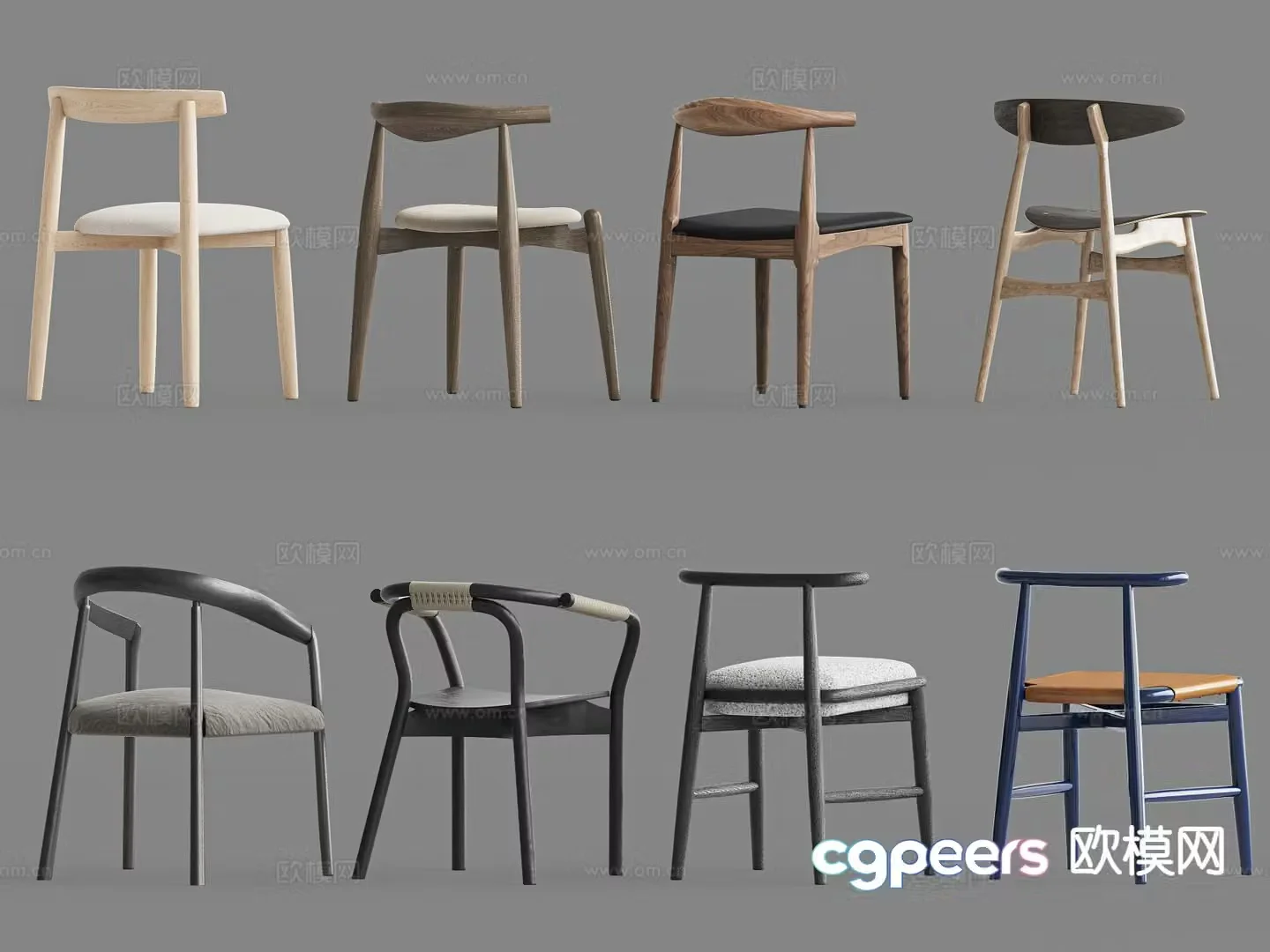 Modern chair leisure chair single chair dining chair 3d model