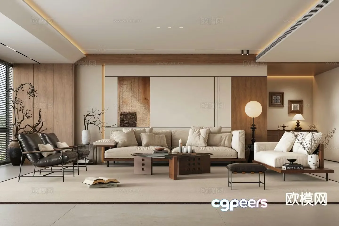 Wabi-sabi living room 3d model