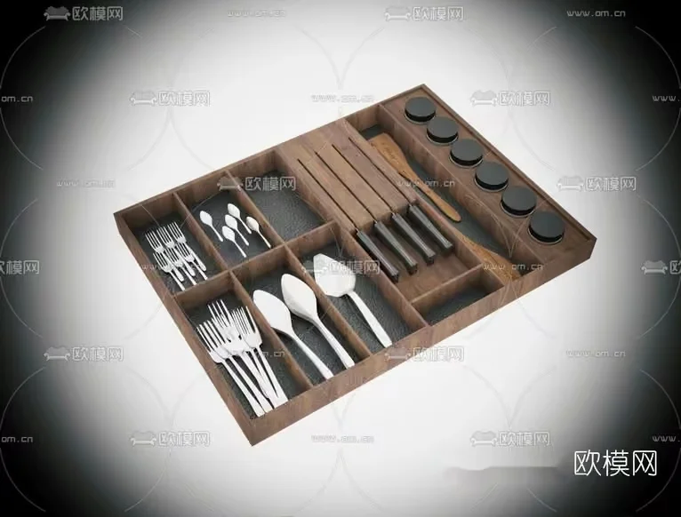 A Wooden Utensil Organizer 3D Model – 22381 – VRAY Render