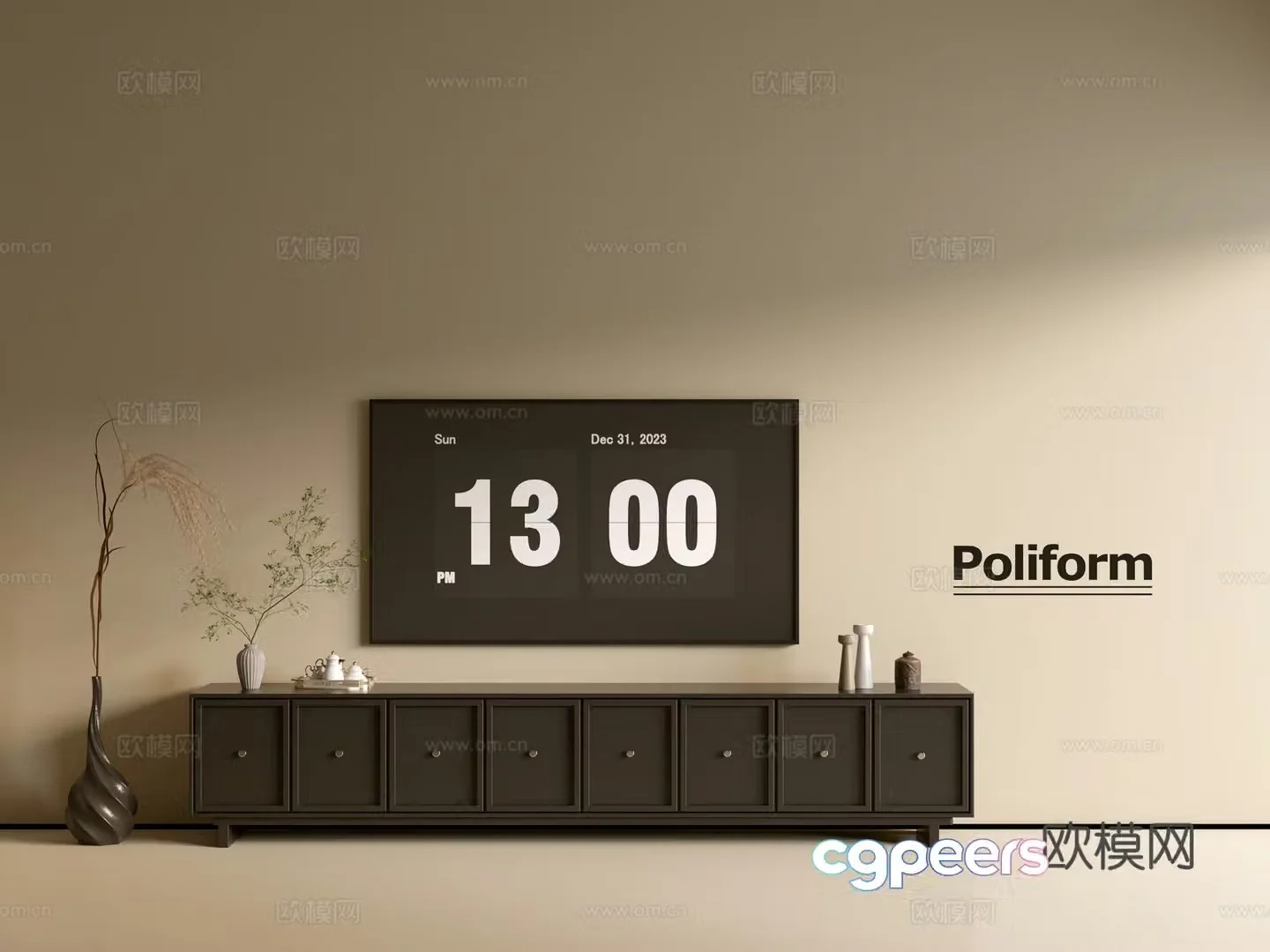 Modern black TV cabinet ins style minimalist wind cabinet whole cabinet sideboard balcony cabinet 3d model