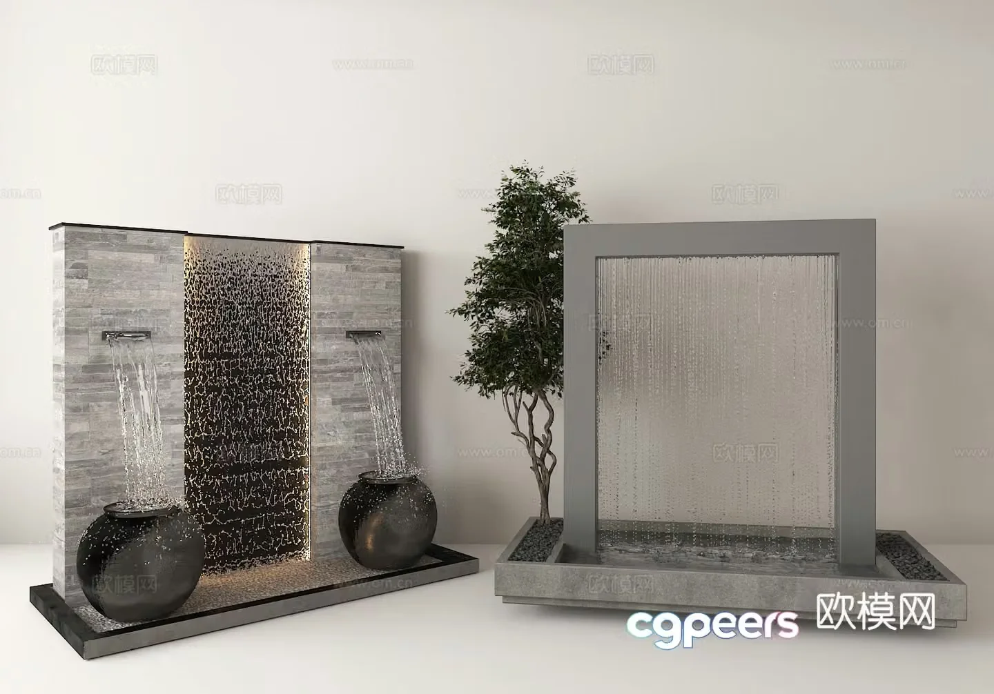 Indoor water curtain wall Modern waterscape installation Landscape flowing water wall Art water curtain wall 3d model