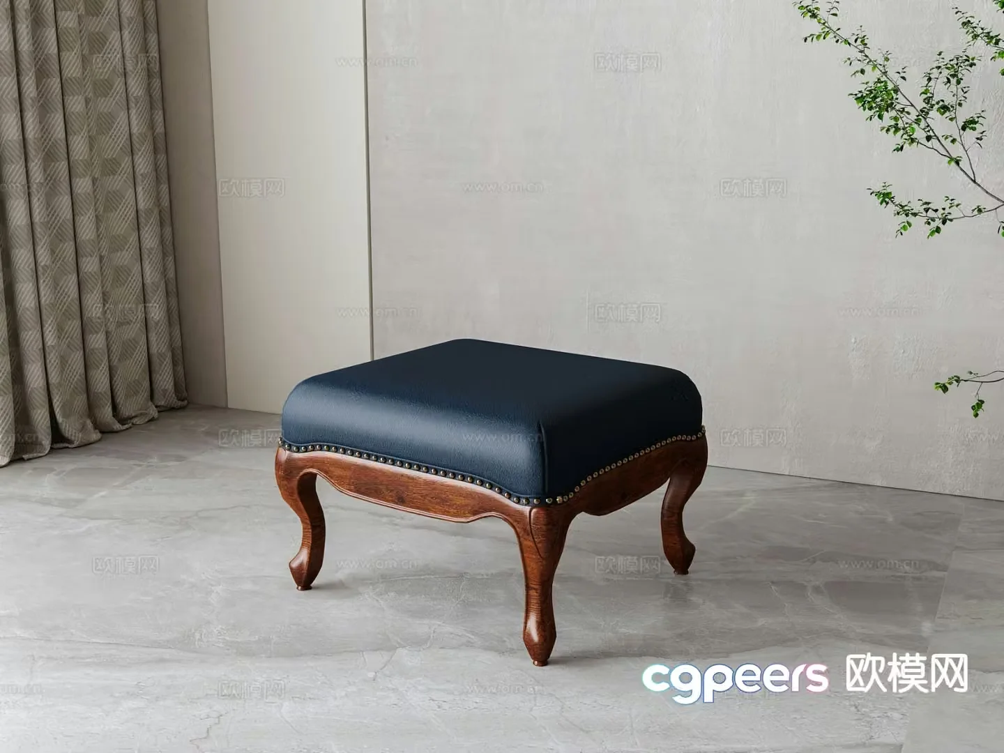 American shoe changing stool sofa stool 3d model