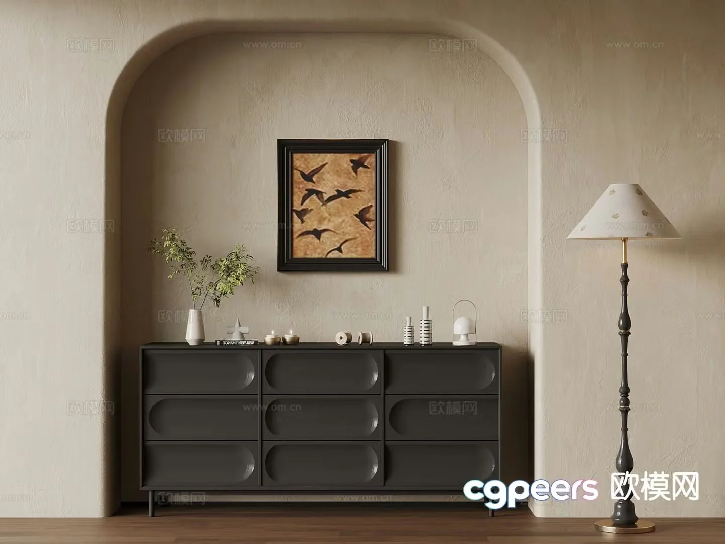 French entryway cabinet 3d model