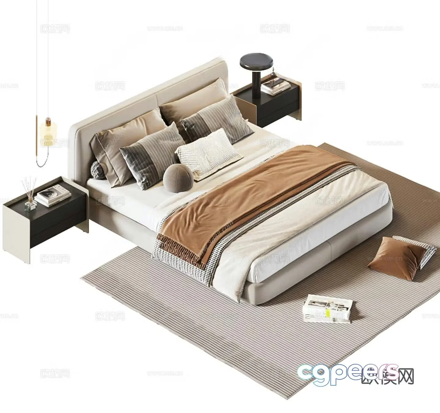 Modern double bed 3d model