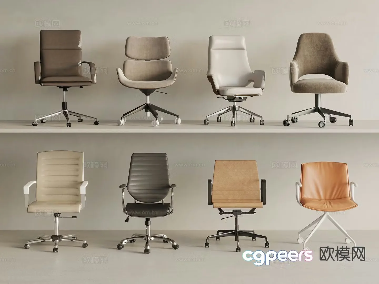 Modern office chair swivel chair staff chair 3d model