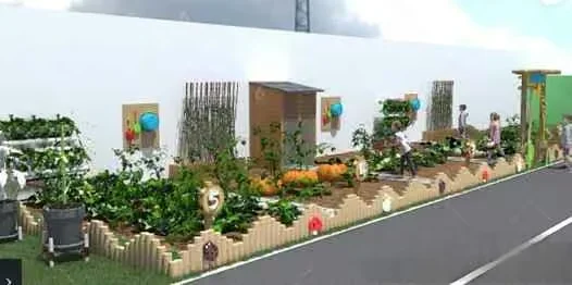 A 3D Rendering Of A Garden With A Road 3D Model – 16125 – VRAY Render