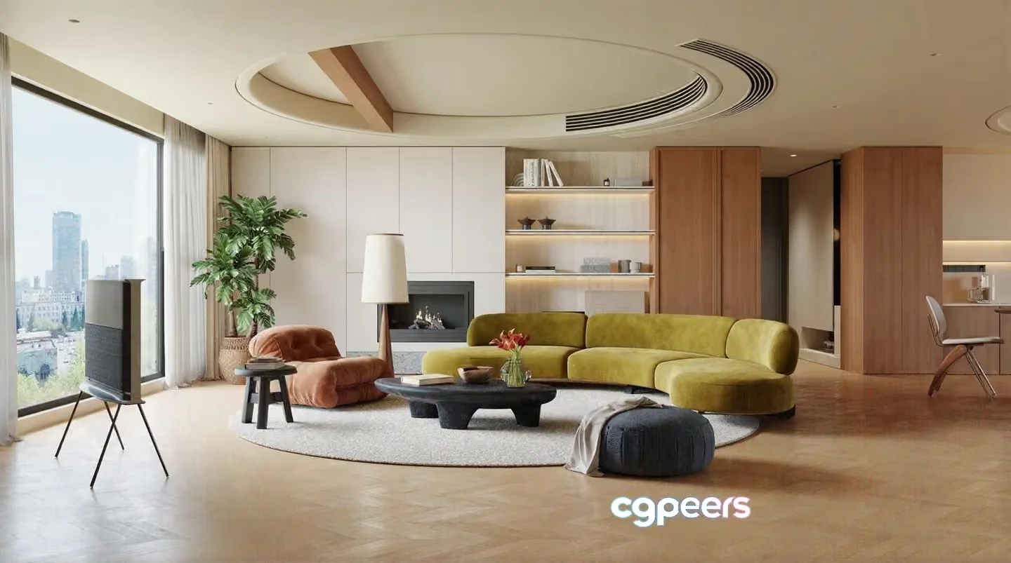 Modern Living Room 3D Model – 6163 – VRAY Render