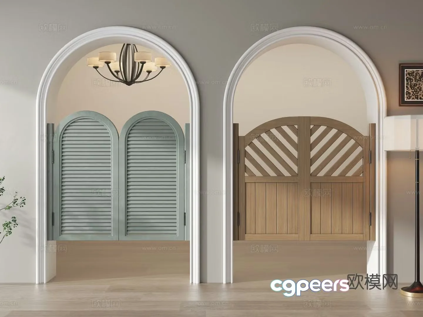 Mediterranean pastoral style denim door half waist door courtyard door fence door other door American half 3D model