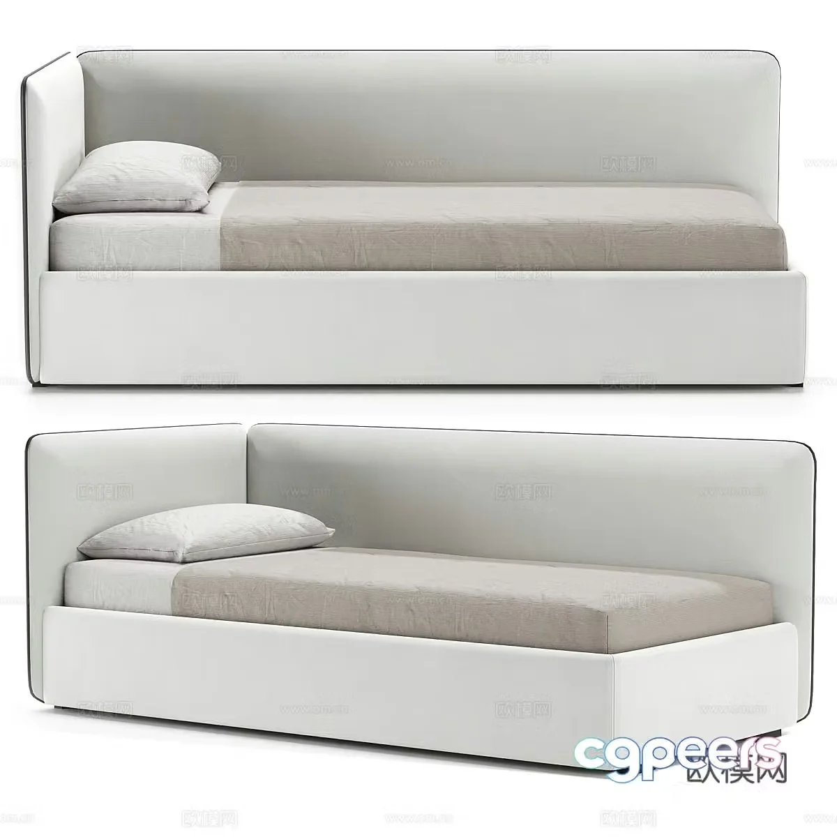Modern simple single bed Single bed Simple bed Bedroom bed Pillow 3D model