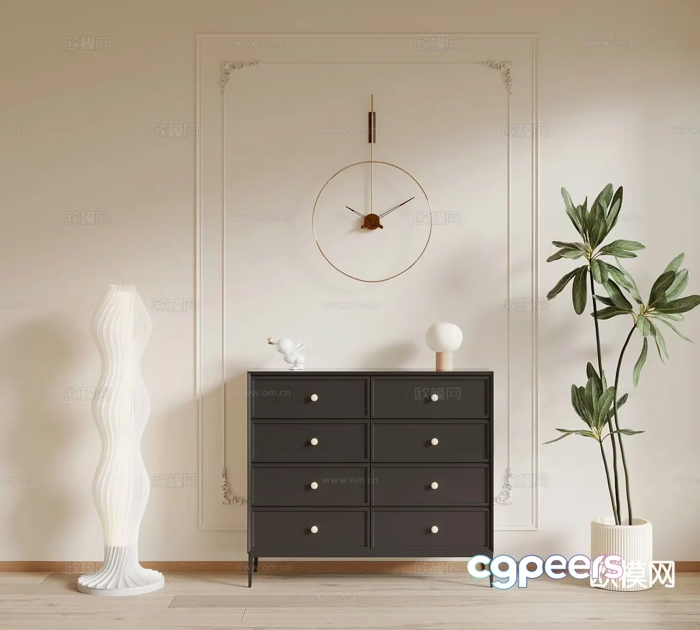 French retro style side cabinet 3D model