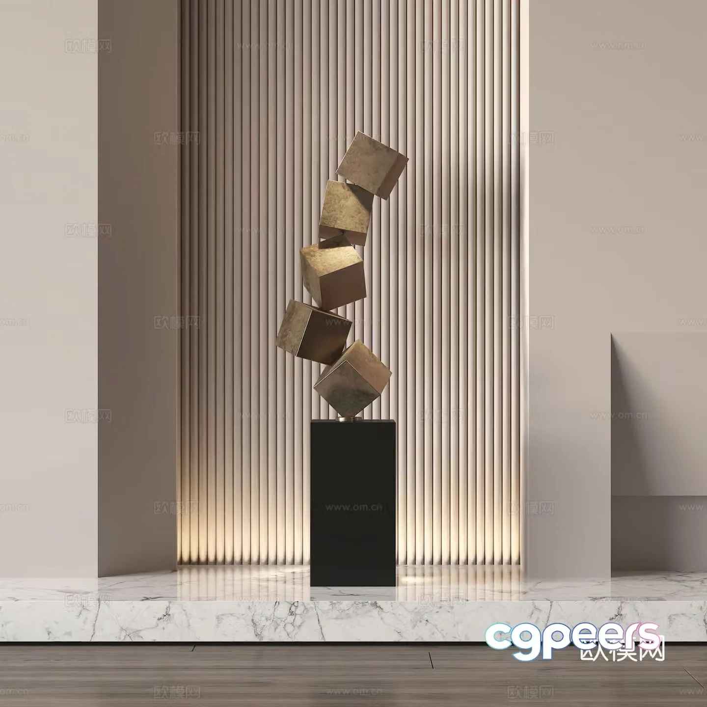 Modern geometric metal sculpture ornament 3d model