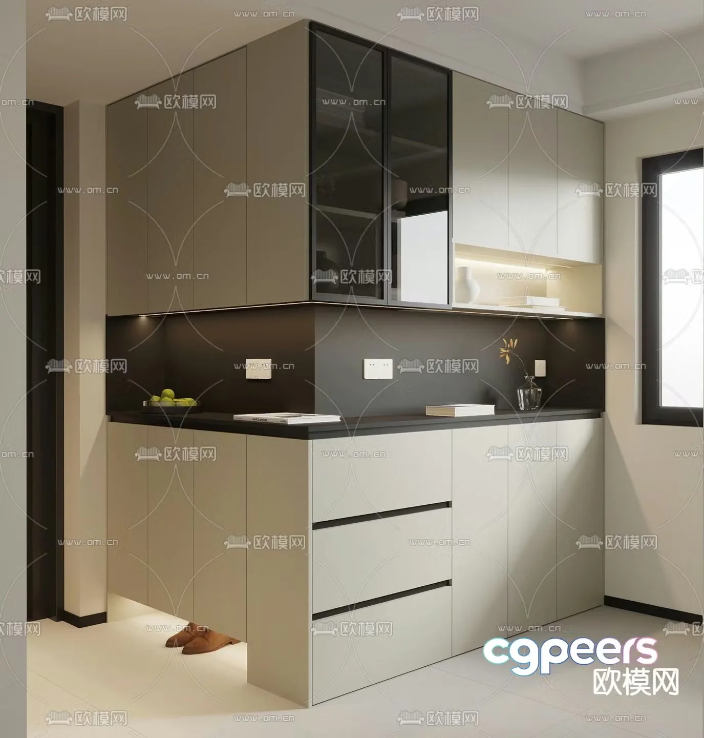 Corner shoe cabinet 3d model