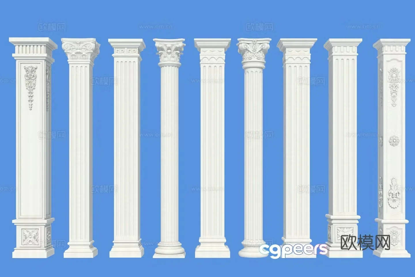 European column Roman column Angle column 3D model