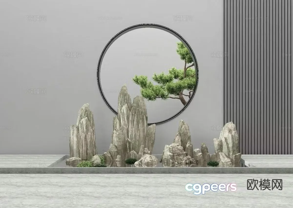 Chinese rockery garden sketch 3D model