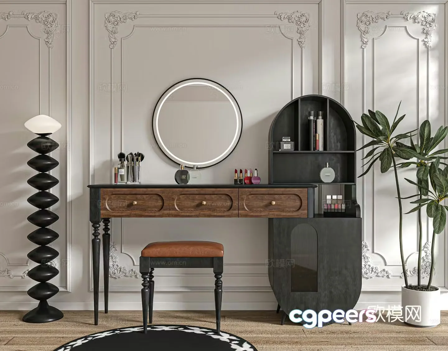 French retro dressing table 3d model