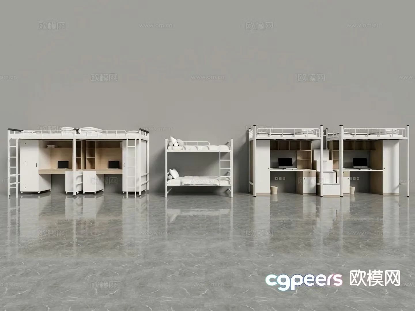 Modern bunk bed student dormitory bunk bed 3d model