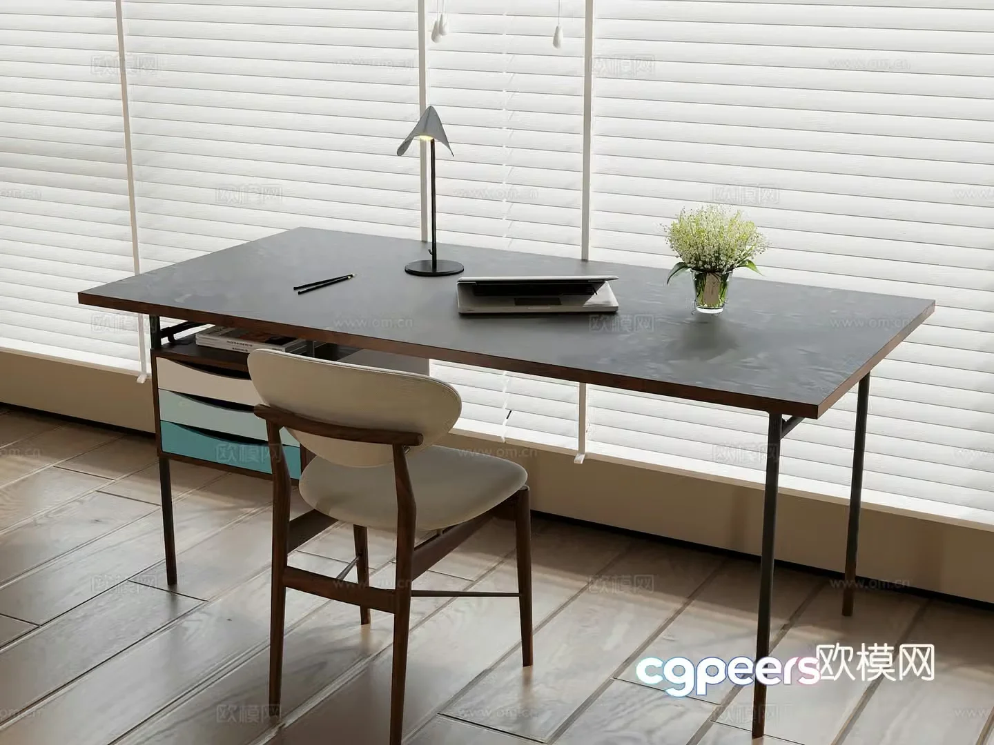 Modern desk computer desk 3d model