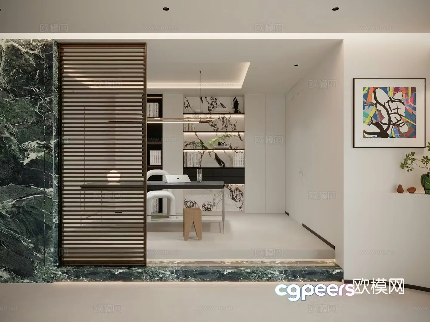 Modern simple study 3d model