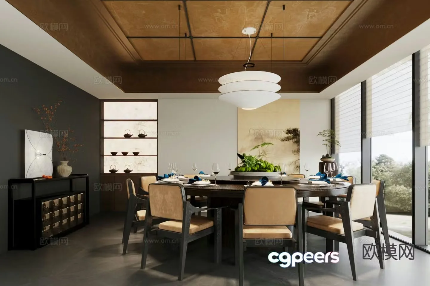 New Chinese-style private room Restaurant private room 3D model