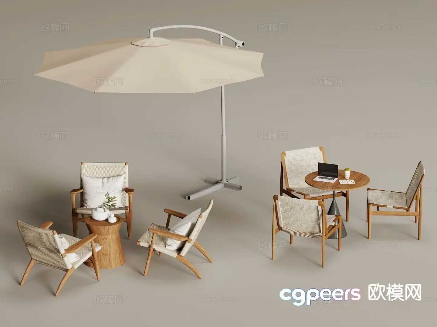 Modern outdoor table and chairs 3d model