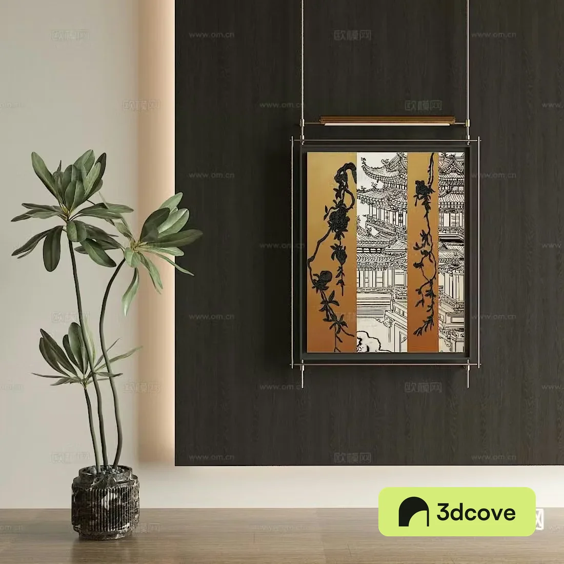 New Chinese style architectural painting decorative painting hanging painting
