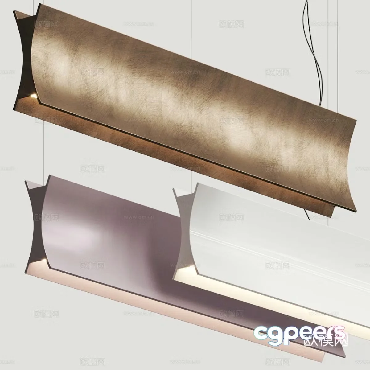 Modern Italian light luxury strip chandeliers 3D model