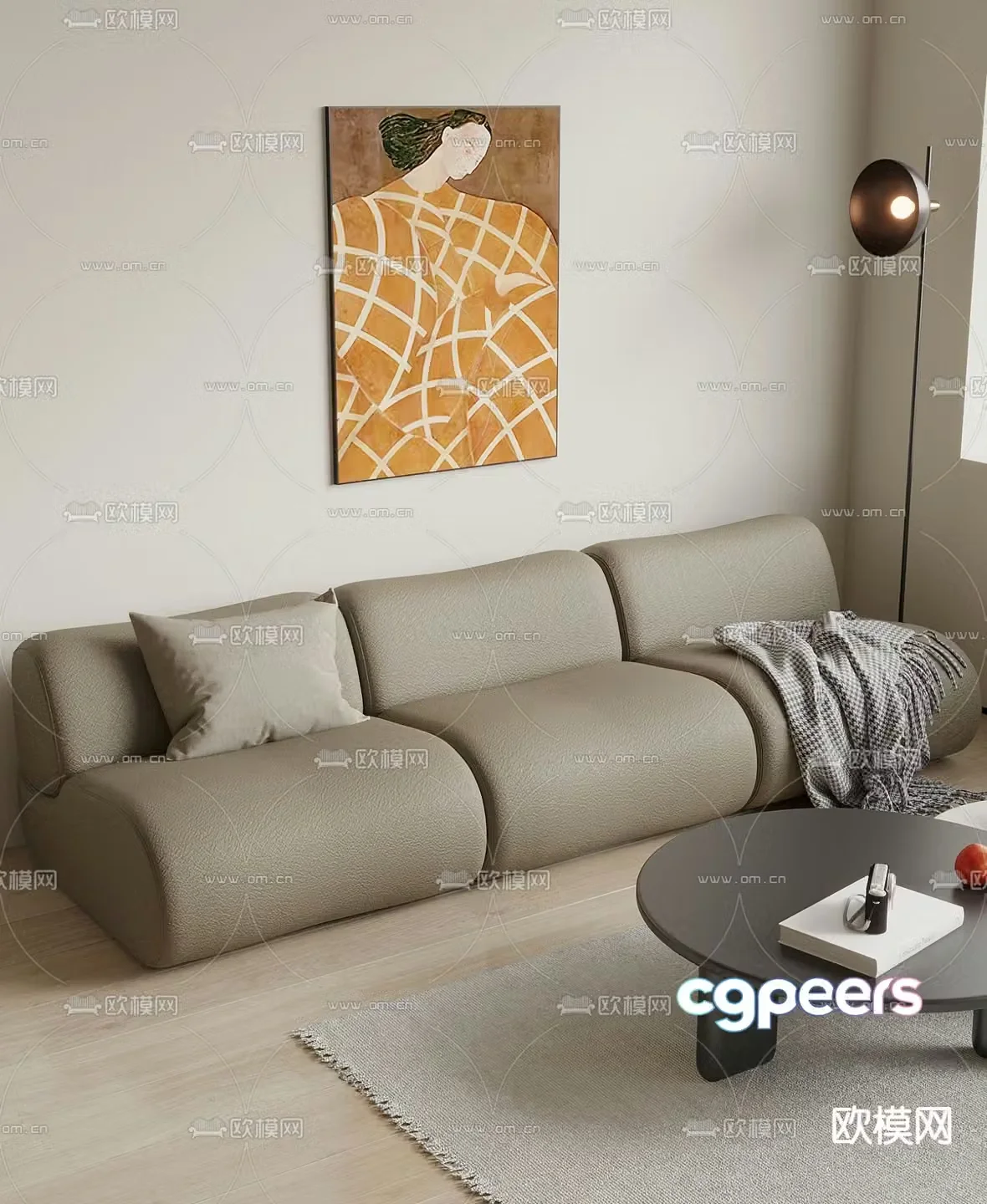 Three seater sofa leather sofa 3d model