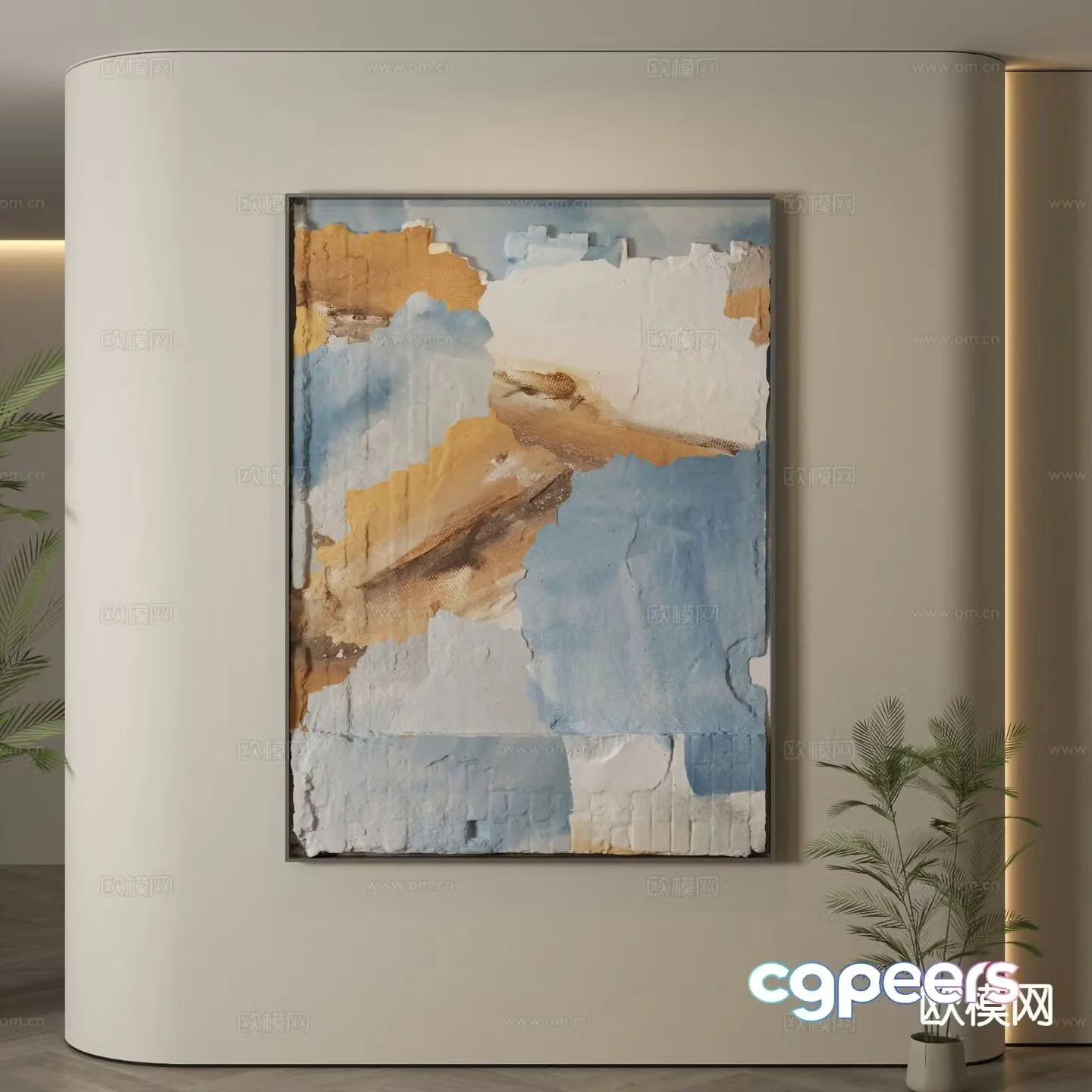 Modern texture painting decorative painting 3d model