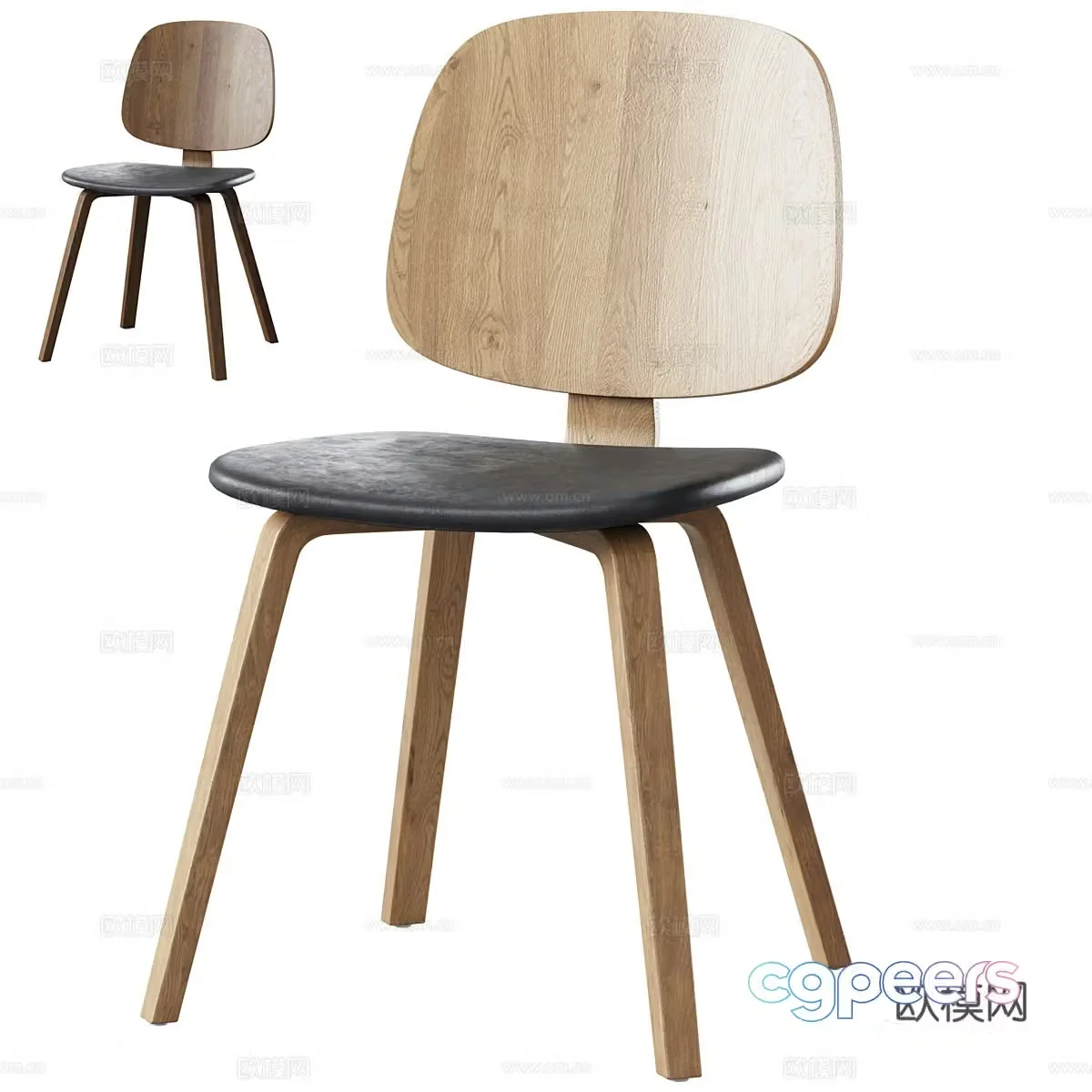 Nordic dining chair single chair single chair 3d model