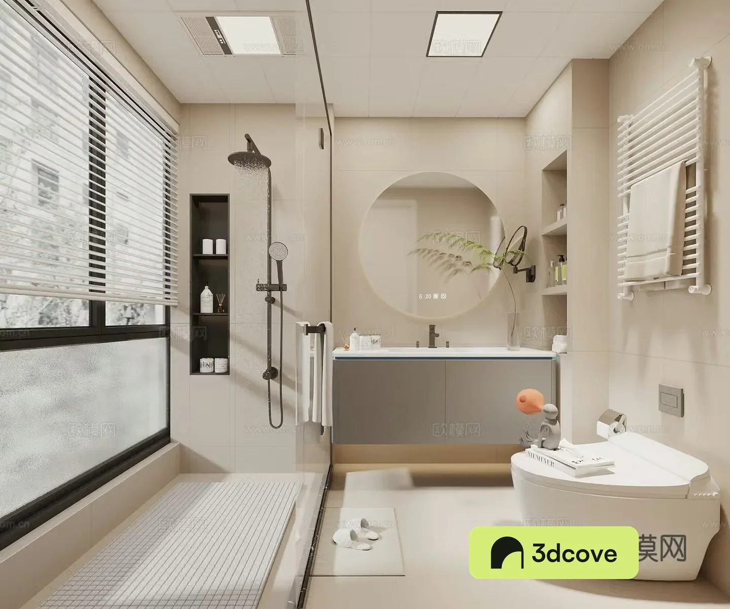 Modern cream style bathroom shower room shower toilet bathroom cabinet bathroom supplies