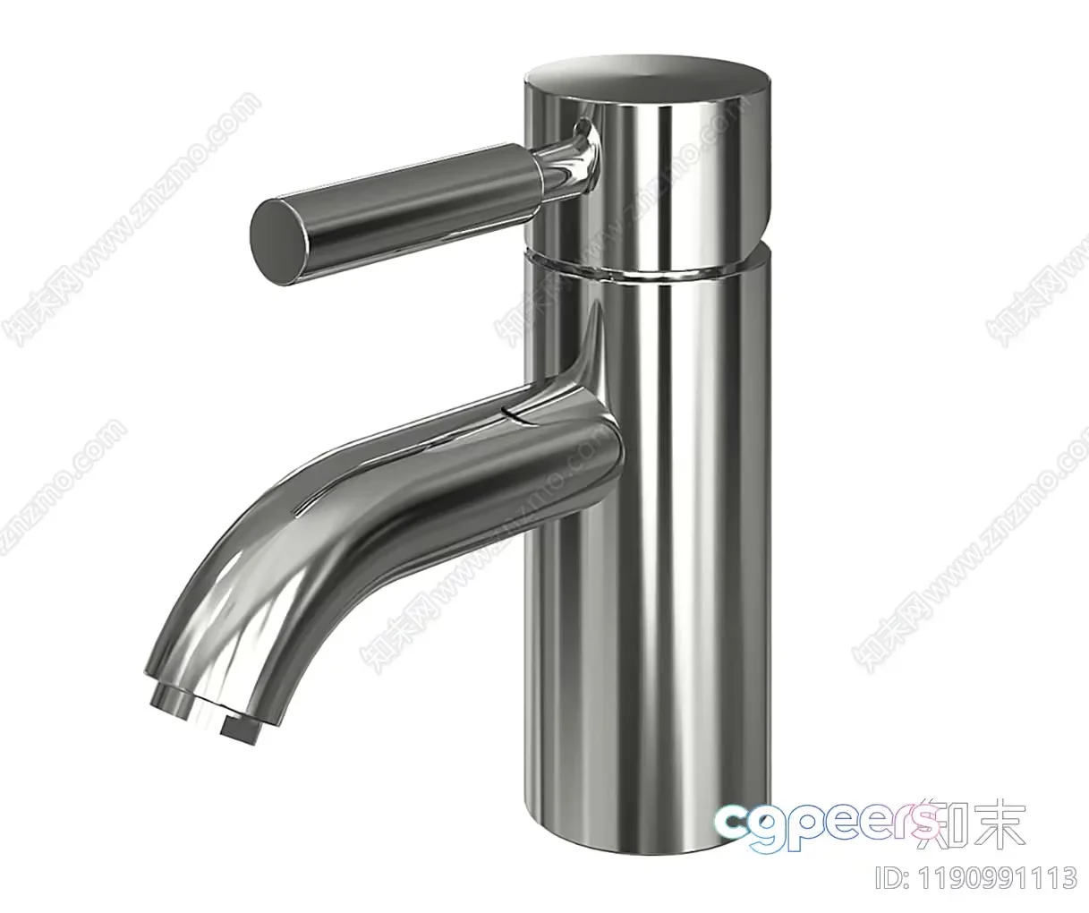 A Silver Faucet With A Handle 3D Model – 2942 – VRAY Render