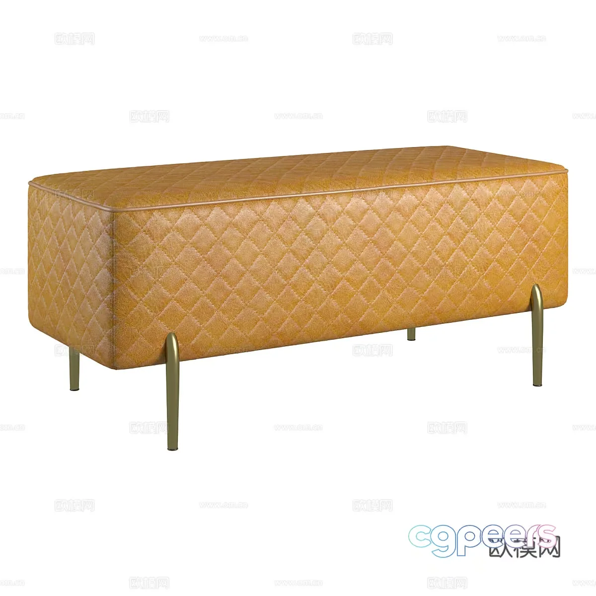 A Yellow Leather Bench 3D Model – 11176 – VRAY Render
