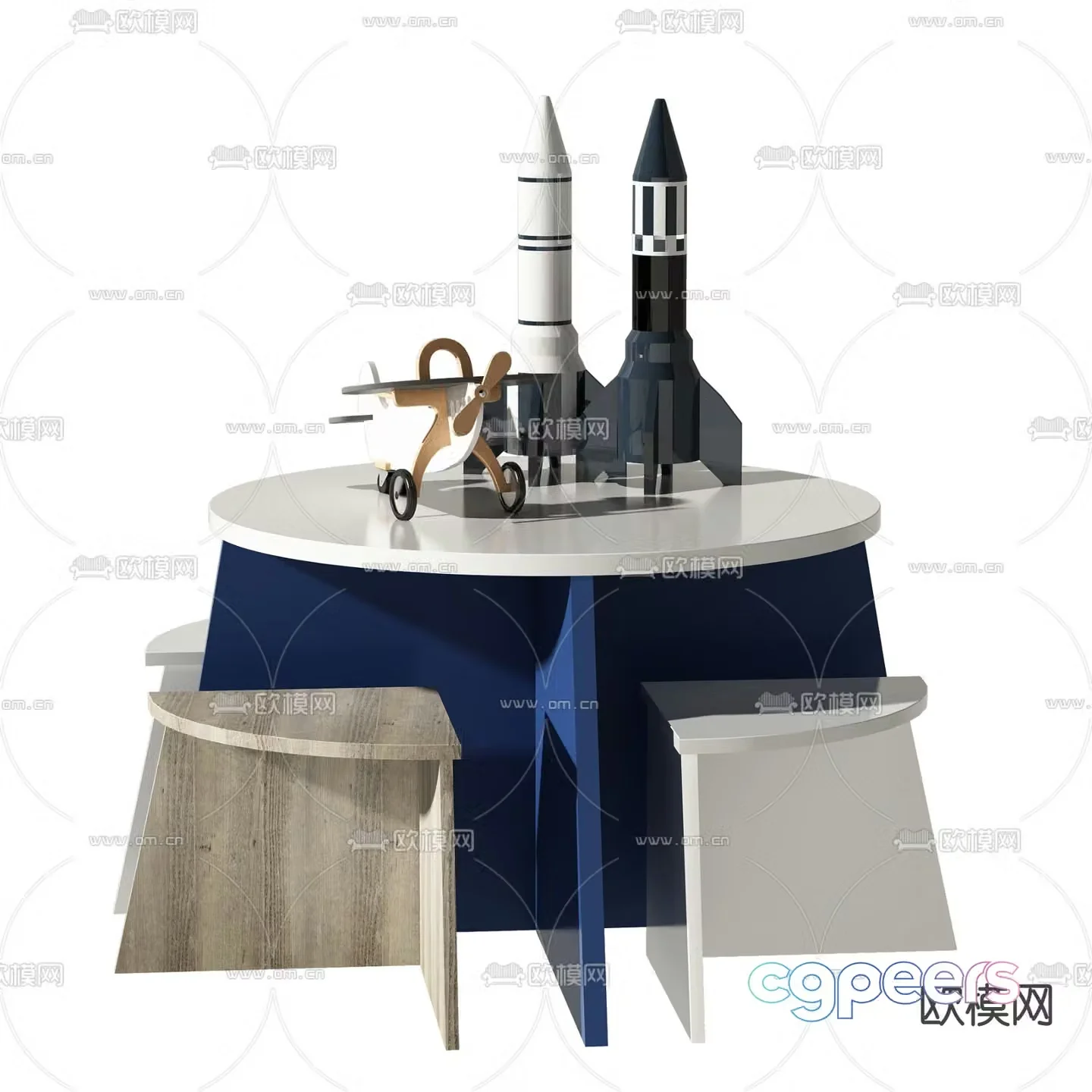 Modern children’s leisure table and chairs 3d model