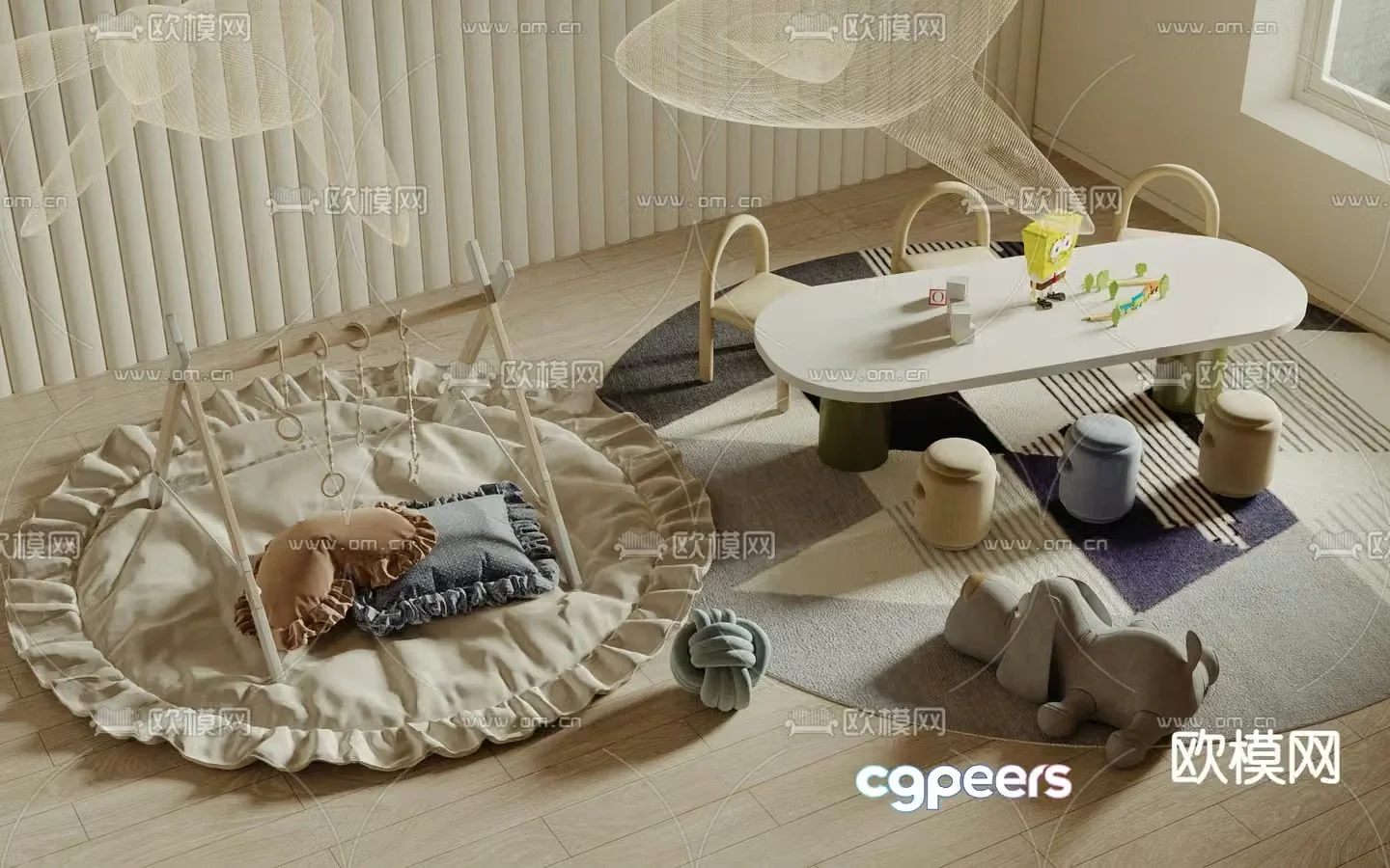 Children’s table and chair toys 3d model