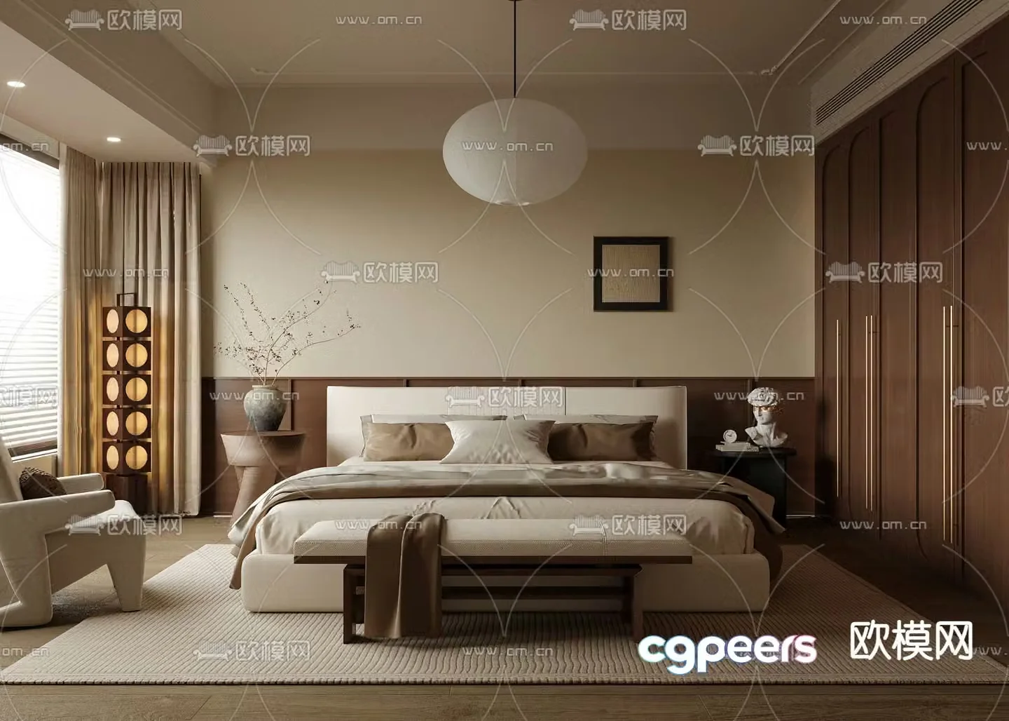 Middle style bedroom master bedroom 3D model