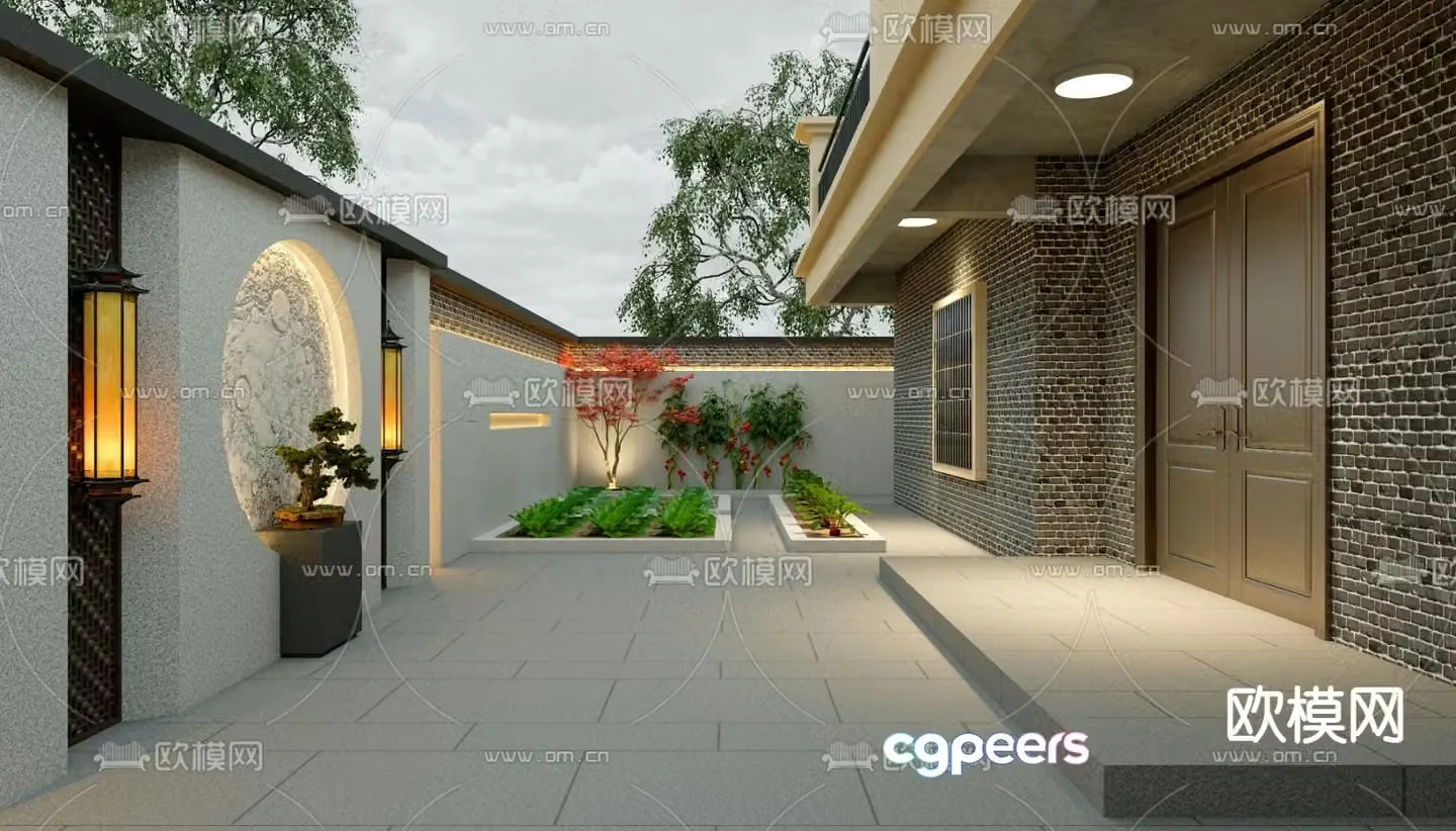 Villa courtyard garden 3d model