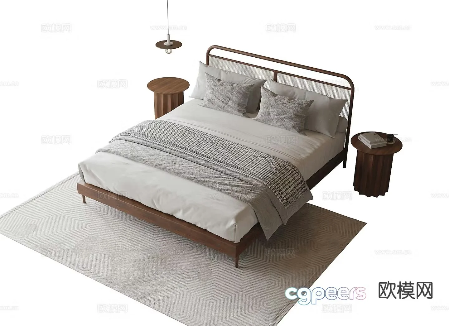 Modern double bed 3d model