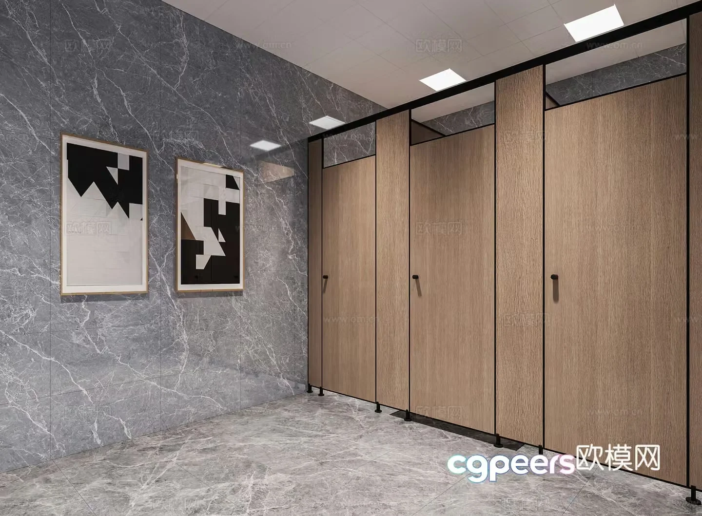 Modern public bathroom 3d model