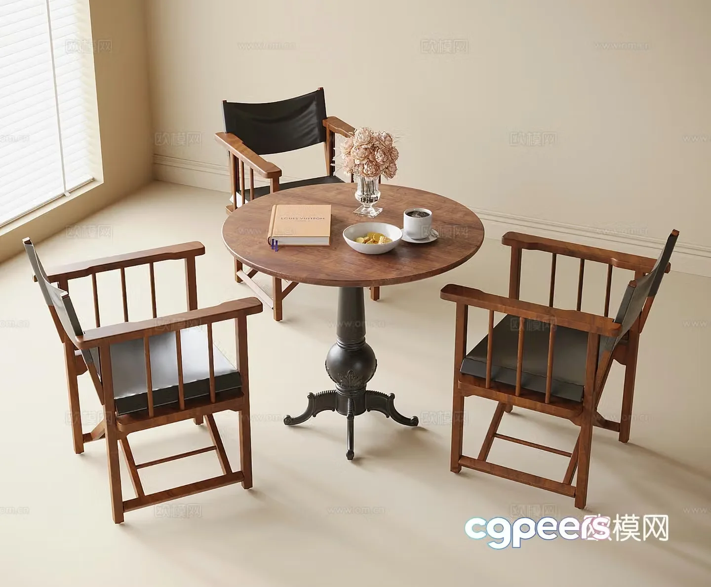 French coffee table and chairs casual table and chairs dining table and chairs dining chairs 3d model