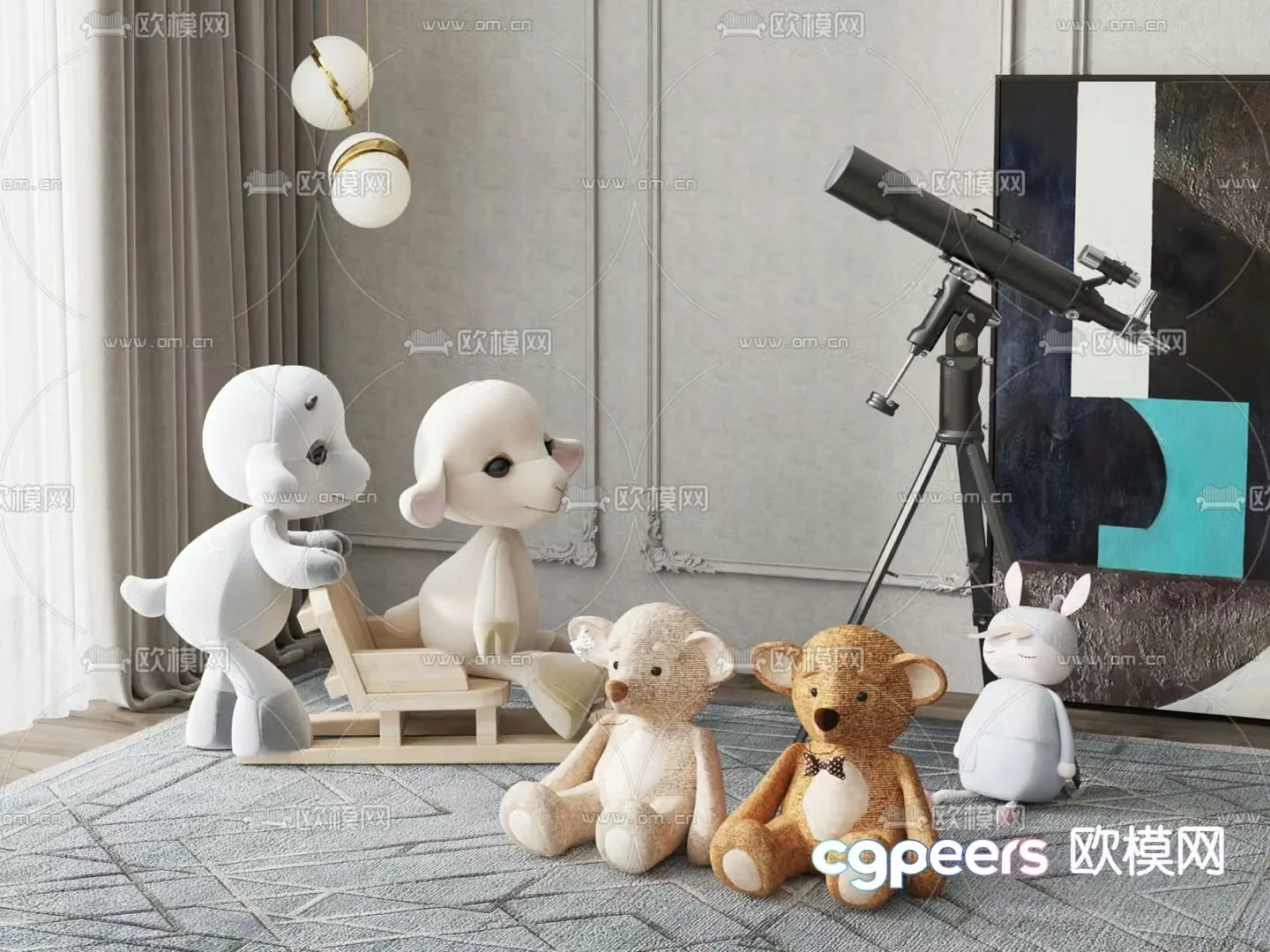 Modern plush toy doll 3d model